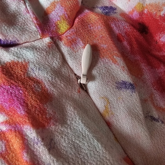 Betsy Johnson boho flutter dress floral multicolor v-neck ruched waist 8 - Picture 14 of 16